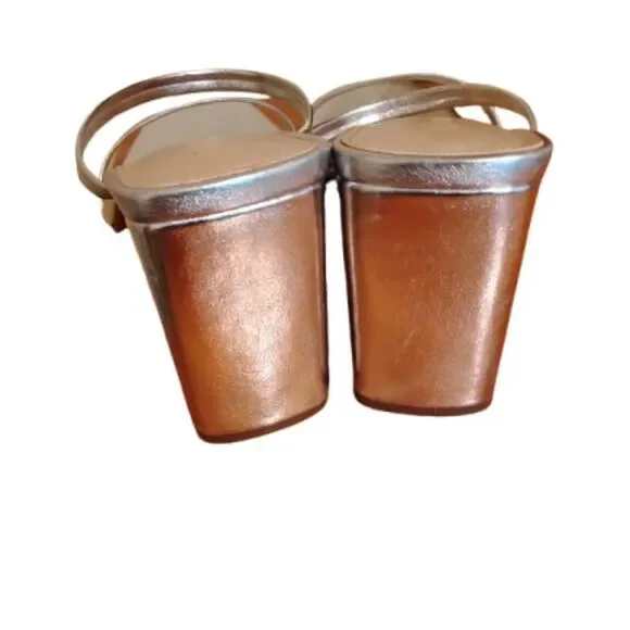 The Drop Silver Strappy Heels Square Toe Mule Sandals Metallic Dressy Womens 10 - Picture 7 of 7